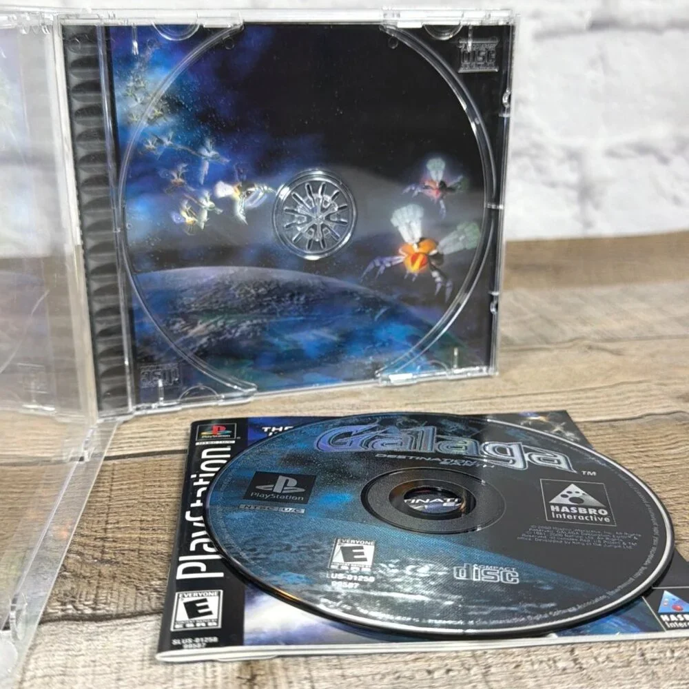 Black Label Galaga Destination Earth Video Game PlayStation 1 w/ Manual Tested